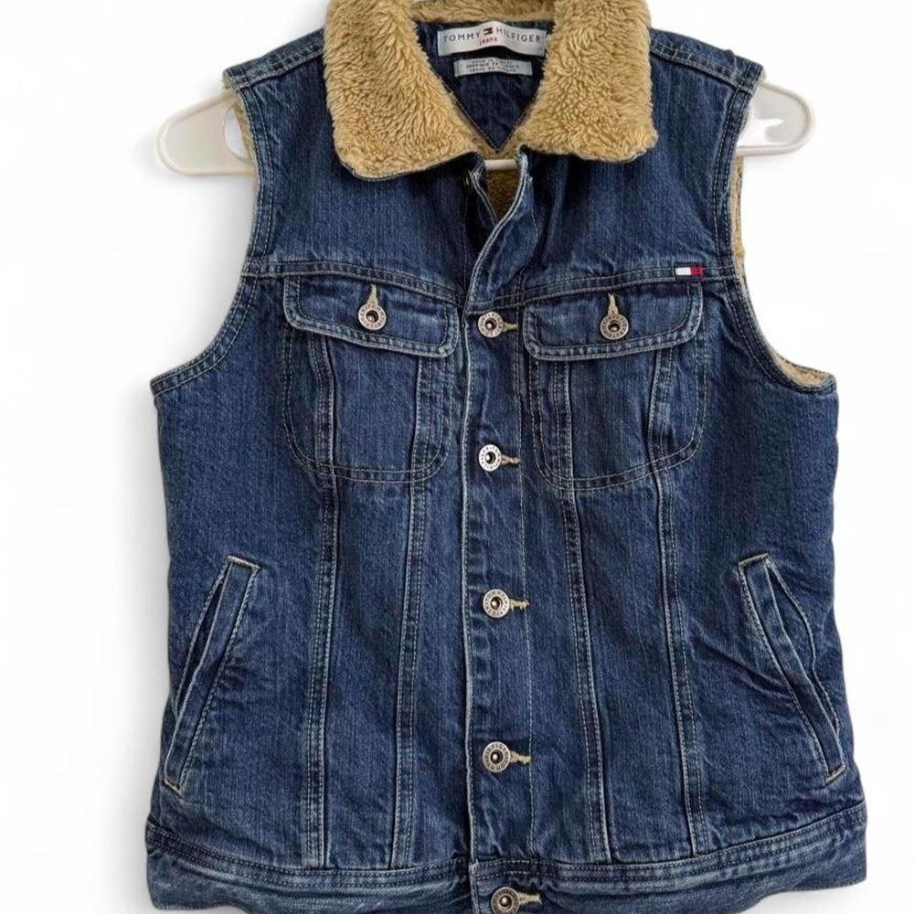 Vintage '90s/Y2K Tommy Hilfiger Sherpa-Lined Denim Vest
